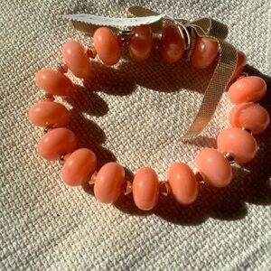 J. Crew Beaded Bracelet Peachy Orange with Gold Accents